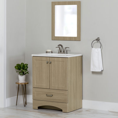 Meuble-lavabo sur pied simple avec plateau Emlyn 24,5 po