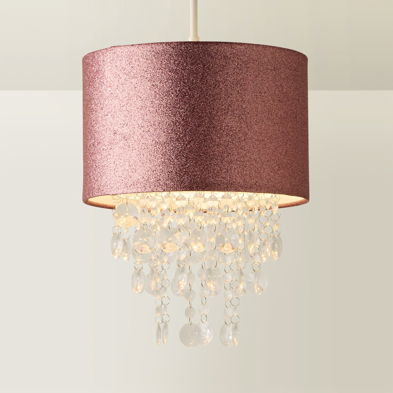 34cm H Cotton Blend Drum Pendant Shade ( Slip-On ) in Pink