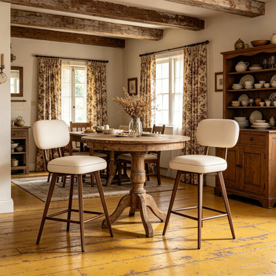 Ensemble de 2 tabourets rembourrés de 26 po de hauteur comptoir, avec pieds en métal robustes pour la cuisine, la salle à manger, le bar et le café