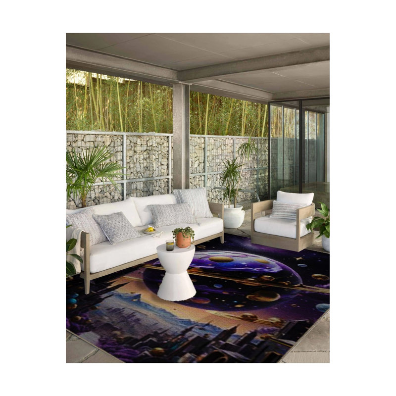 Tapis décoratif moderne à motif surréel, Sous-tapis rectangulaire de 3 pi 3 po x 4 pi 11 po
