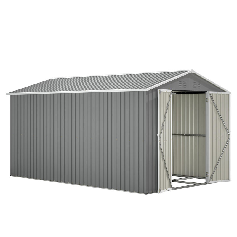 Remise de rangement extérieure l 8 pi x P 12 pi avec portes doubles verrouillables (96 pieds carrés)