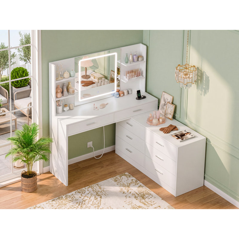 Grand meuble-lavabo noir avec lumière DEL, Blanc
