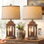 Ensemble de 2 lampes de table campagnardes rustiques de 24 po pour salon, ensemble de 2 lampes de chevet rétro à intensité variable-1348324835