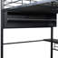 Lit mezzanine double en métal avec DEL, bureau et 4 tablettes de rangement (sans chaises)