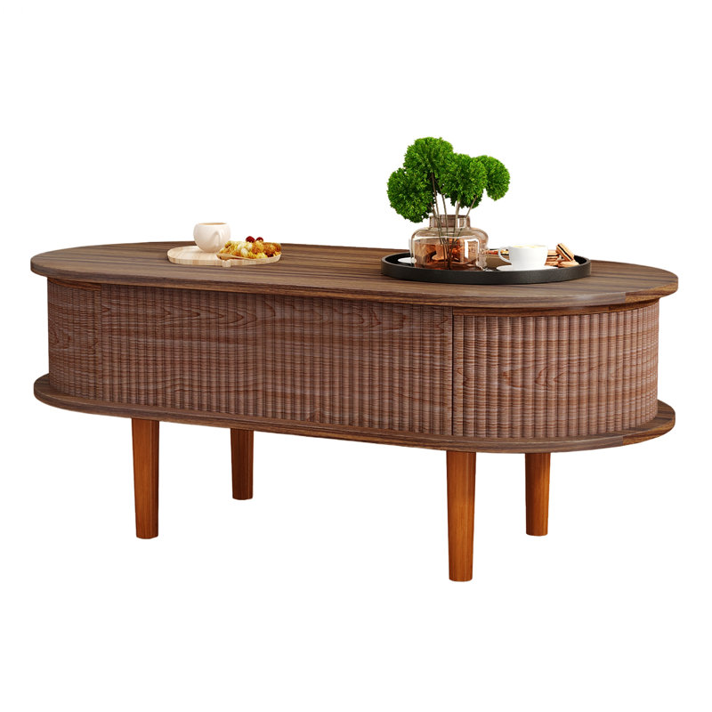 Table basse avec compartiment caché, table centrale en bois pour le bureau du salon à la maison, Walnut
