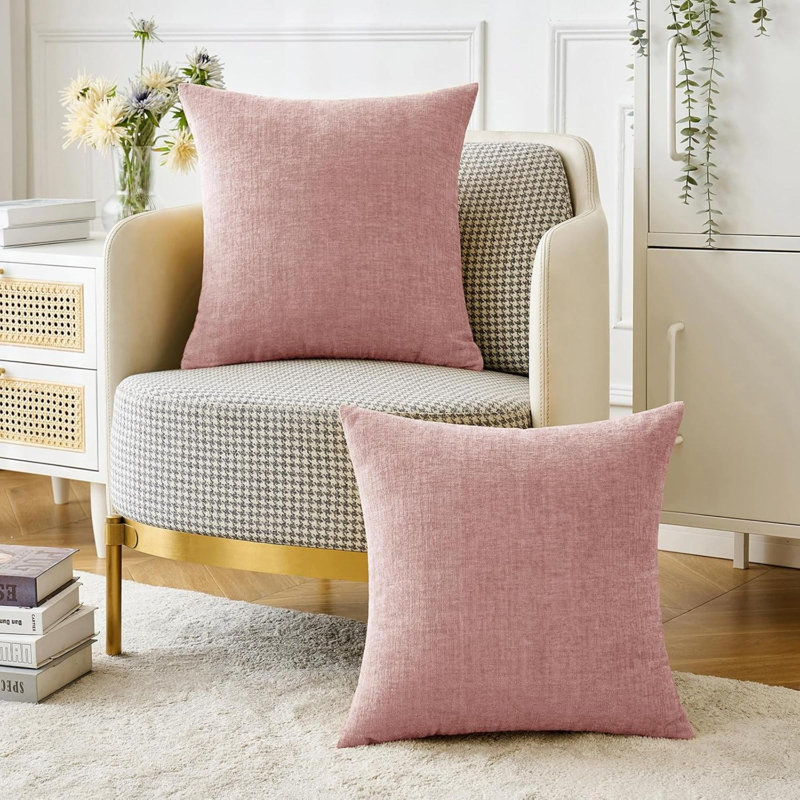 Paquet de 2 housses de coussins décoratifs à motif de chenille de printemps doux pour canapé de salon Valentines