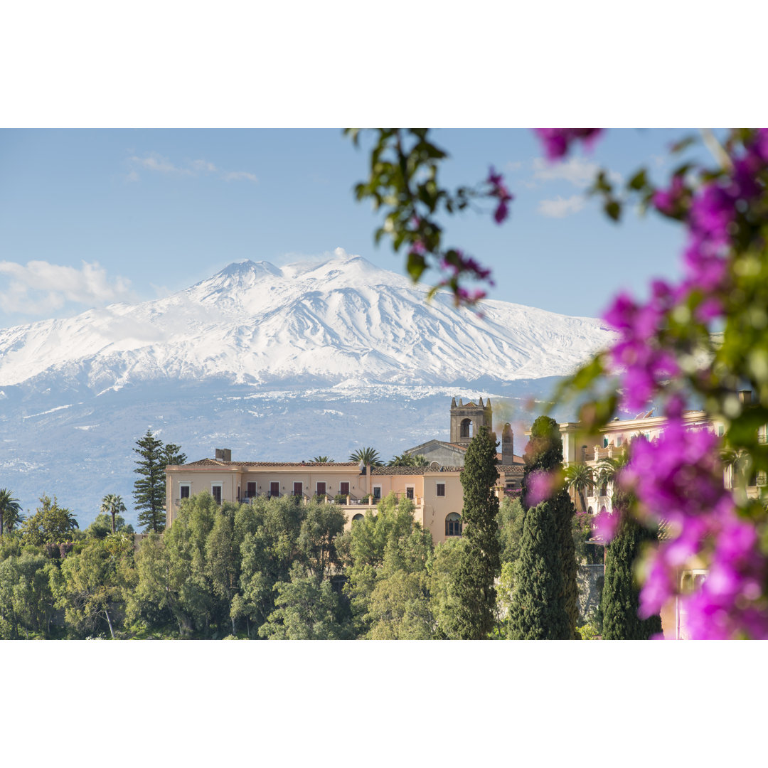 Etna View From Taormina, Sicily, Italy by GrigoryLugovoy - Wrapped Canvas Print