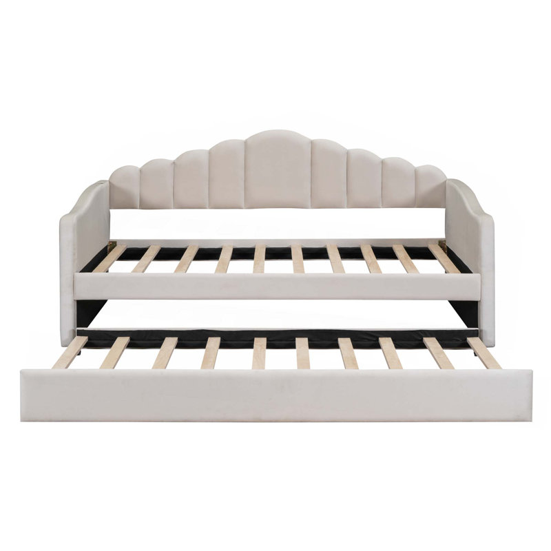 Lit de jour simple rembourré avec couchette, canapé-lit en velours avec ports de chargement USB, aucun sommier nécessaire
