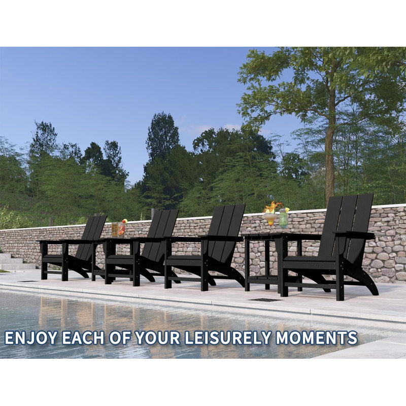 Barbee Outdoor Adirondack Chair, Black