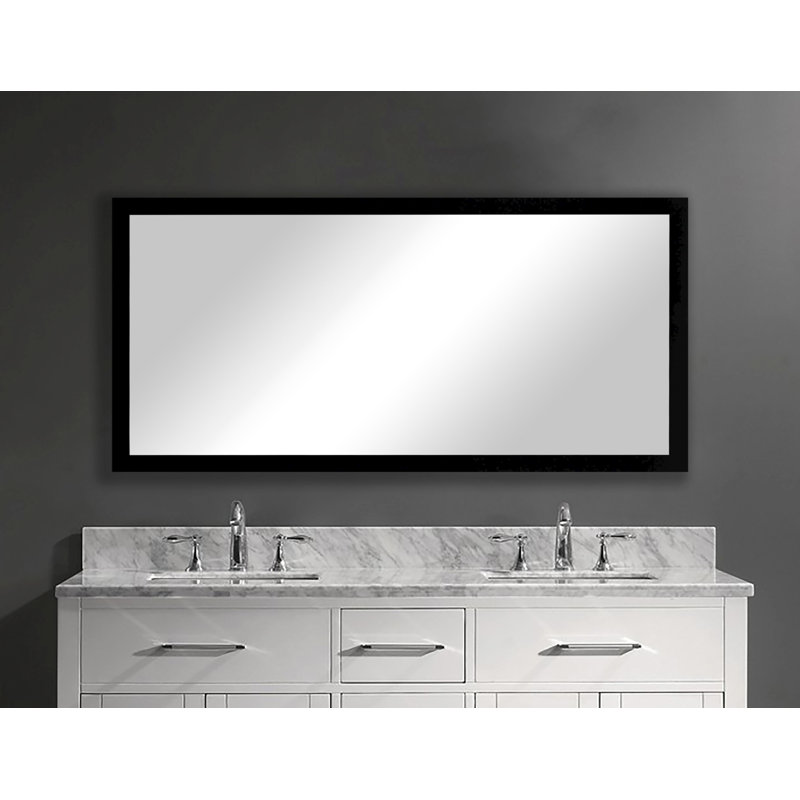 Armone Engineered Wood Flat Mirror, Black, 49.5" H x 35" W