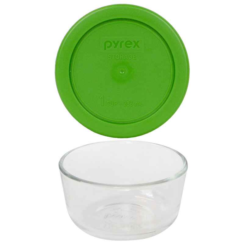 (1) bol en verre de 1 tasse Pyrex (1) et (1) couvercle en verre de 1 tasse 7202-PC, Vert clair