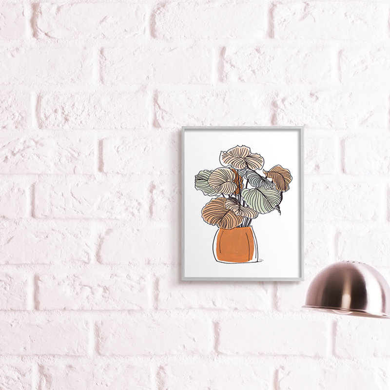 «Playful Tropical Palms Philodendron House Plant», reproduction d'art, H 14 po x l 11 po, Cadre gris