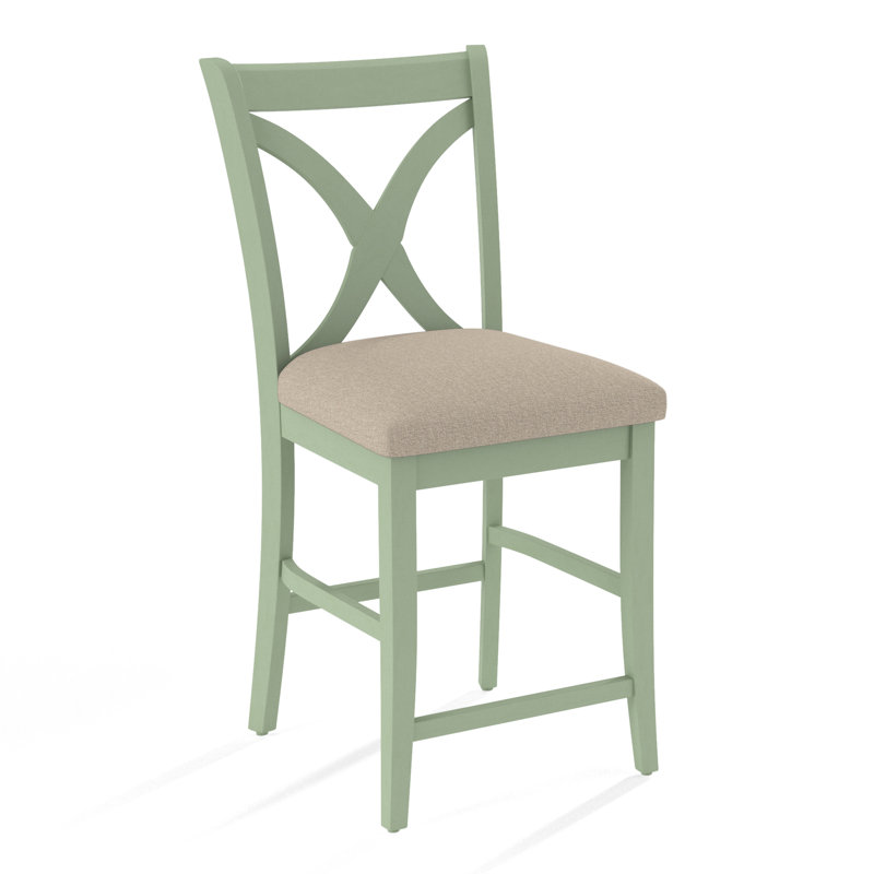 Hues Upholstered Stool with Solid Wood Frame, Eggshell Crypton Performance; 0884-93, Celery Finish