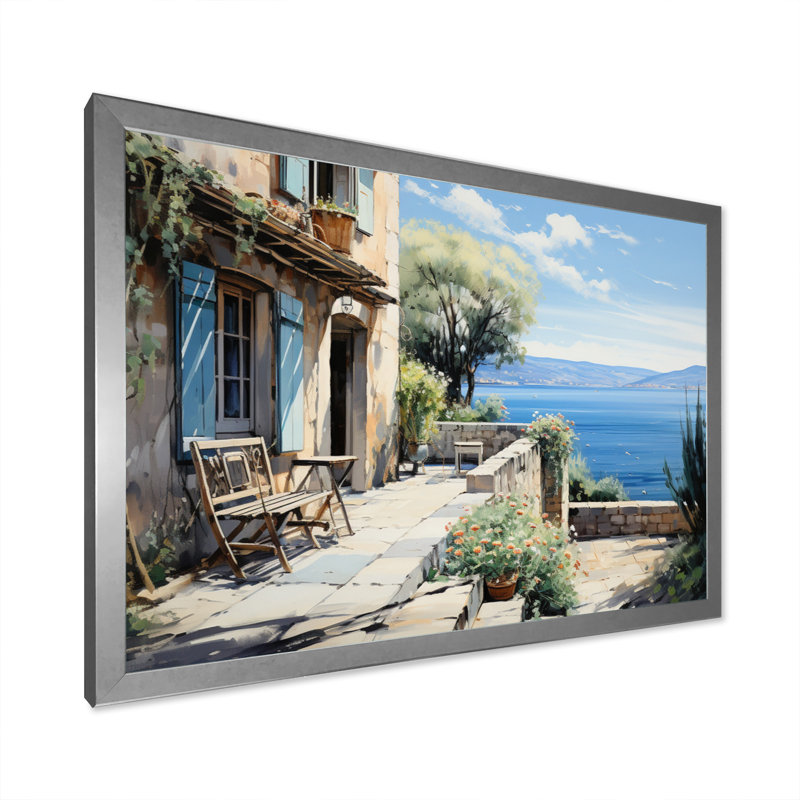 Martiya French Coastal Retreat à Cannes I - Reproduction, H 30 po x l 40 po x P 1,5 po, Cadre simple argenté