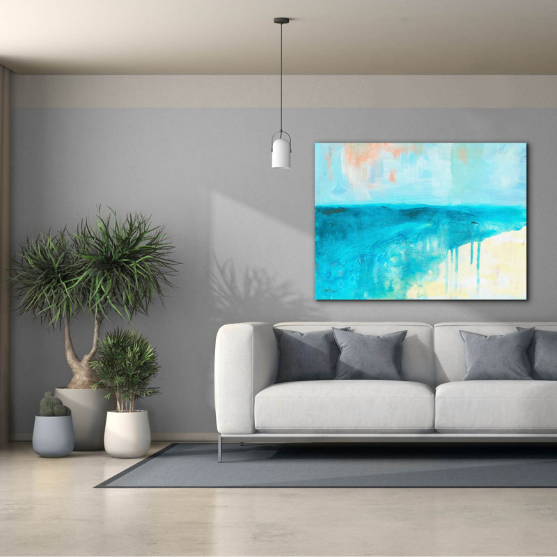 «Coastal Blues 2» par Jan Weiss, art mural sur toile, H 40 po x l 54 po x P 1,5 po