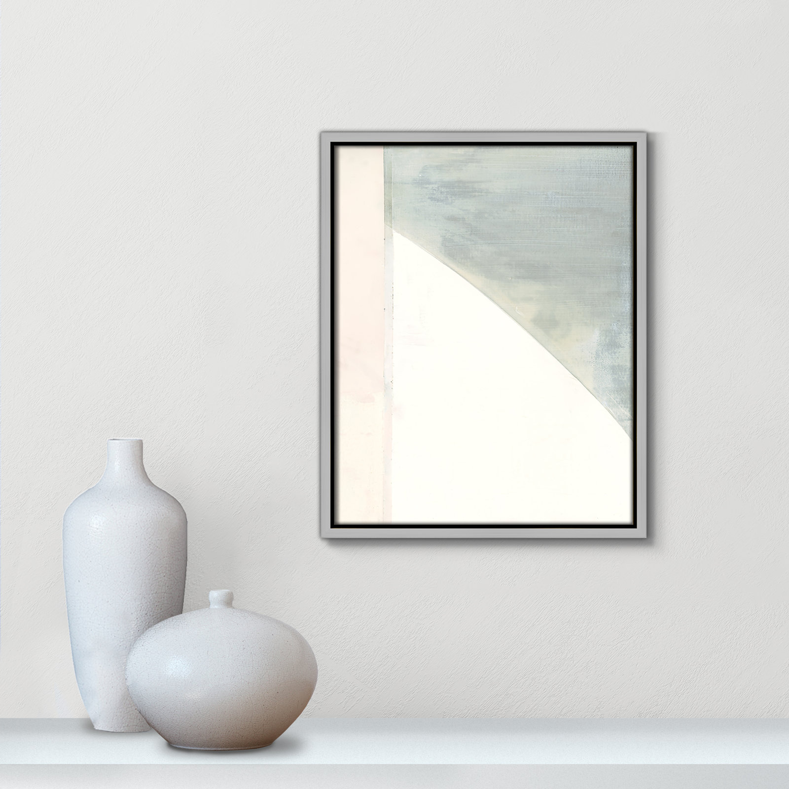Alexandria "In Neutral I" Painting by Cartissi, 15.5" H x 12.5" W x 2" D, Silver Framed Canvas