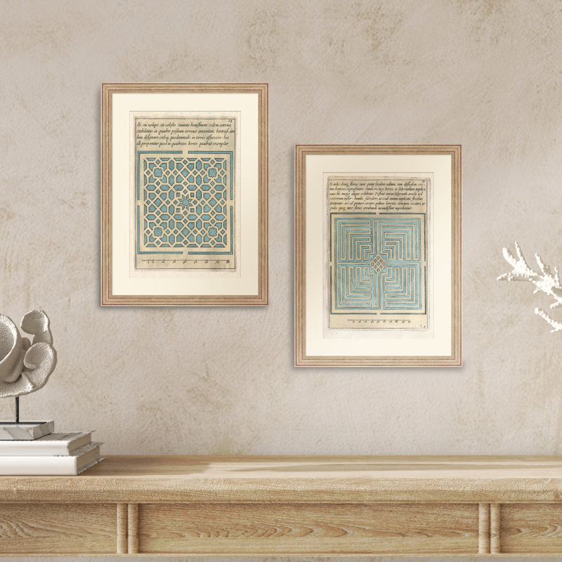 Martha Stewart Lily Pond, art mural en papier, Étude de motifs côtiers: I, 21,62 po x 29,62 po, décor de salon et de chambre à coucher, encadré