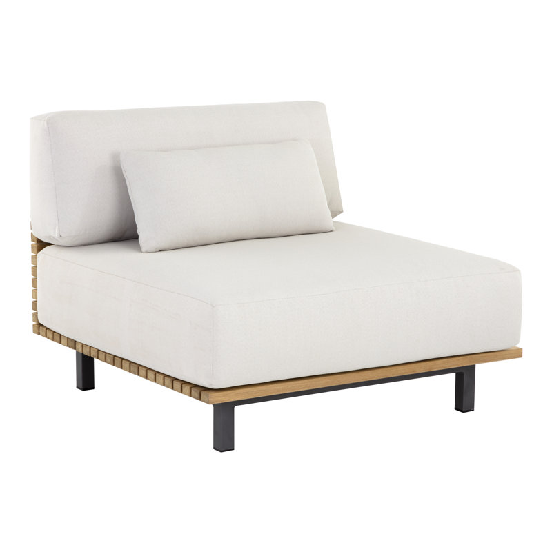 Chaise de patio en teck Tyrod avec coussins