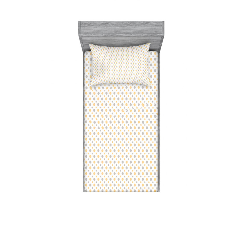 Microfiber Geometric Sheet Set, Twin Sheet Set with Fitted Sheet, Big and Small Dots