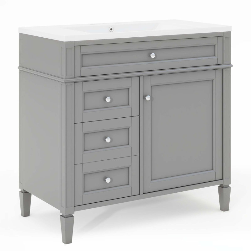 Meuble-lavabo 36 po avec armoire à pharmacie, Gris