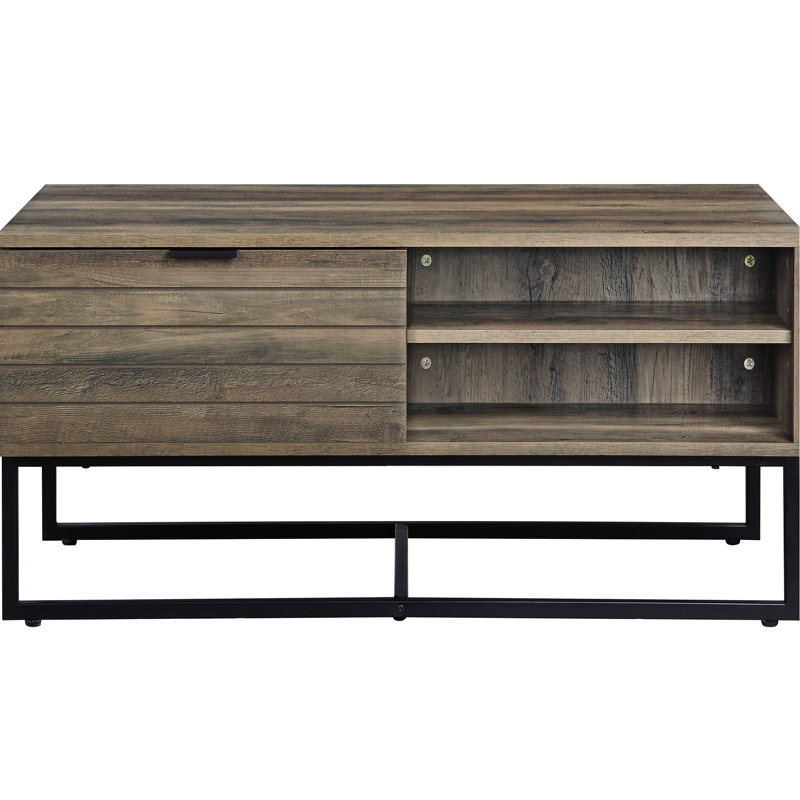 Table basse de style rustique avec détails et grand espace de rangement en finition organisée