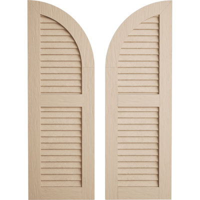 Timberthane Two Equal Louver w/Quarter Round Arch Top Faux Wood Shutters (Per Pair)