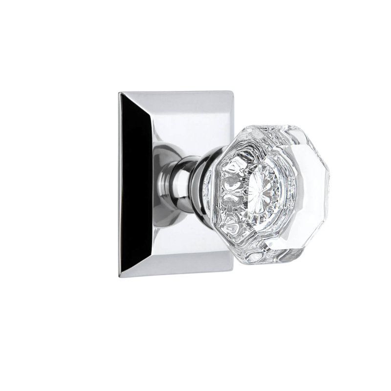 Rosette Grandeur Fifth Avenue Square avec poignée en cristal Chambord, Chrome brillant