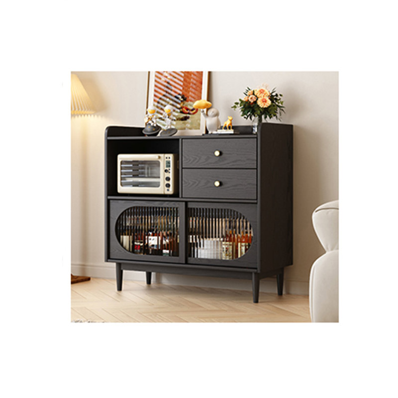 Armoire d'appoint en bois massif, Noir rétro, H 37,4 po x l 39,37 po x P 15,75 po