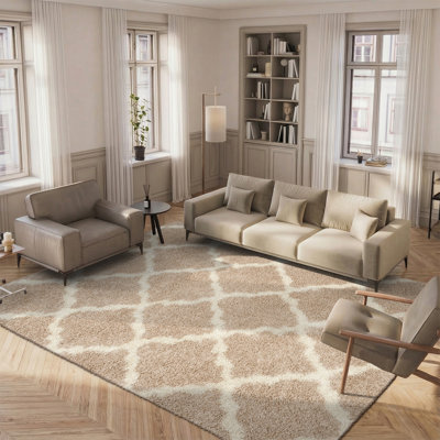 Tapis ivoire / beige à motif géométrique Alonnah