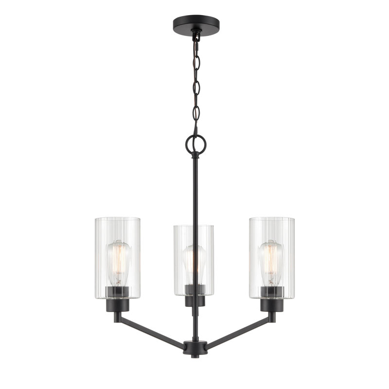Dimmable Classic / Traditional Chandelier, Matte Black, 21.5" H x 26" W x 26" D