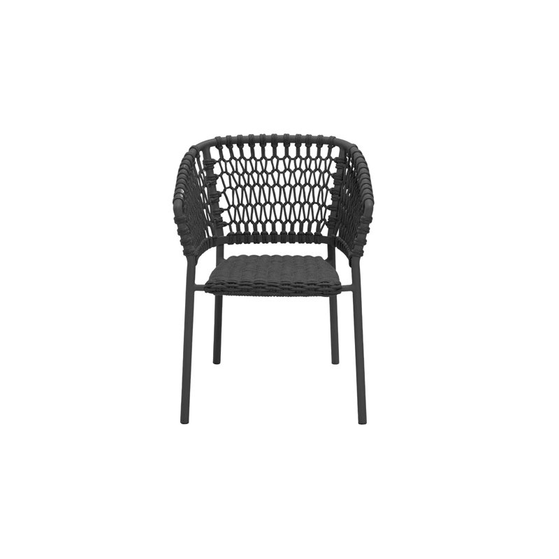 Ocean Wicker Patio Dining Armchair with Cushion, Dark Gray, Dark Gray