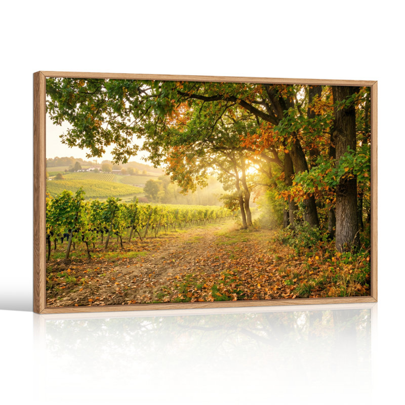 Ensemble de 1 tableau sur toile représentant un vignoble d'automne, H 32 po x l 48 po, Naturel