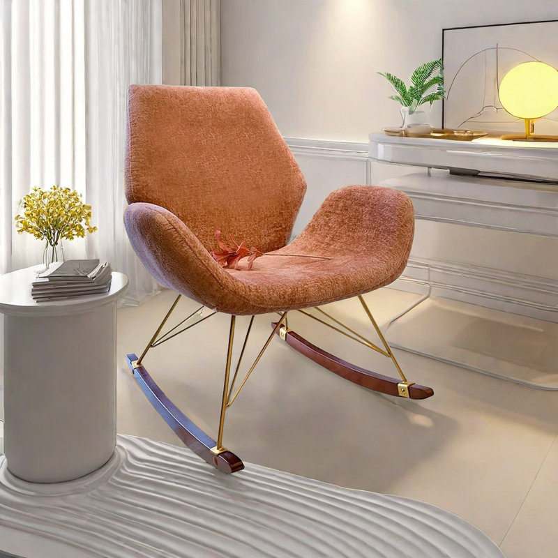 Chaise berçante moderne en bois massif Nordic