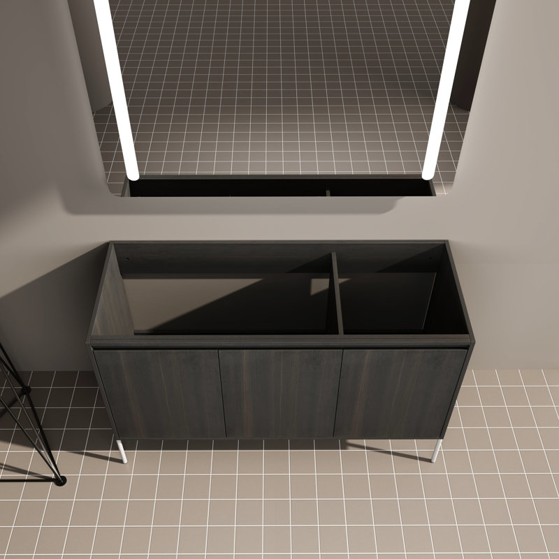 Buffet 48 po en chêne foncé - meuble-lavabo moderne avec porte souple dans un placard moderne fermé, 46" W