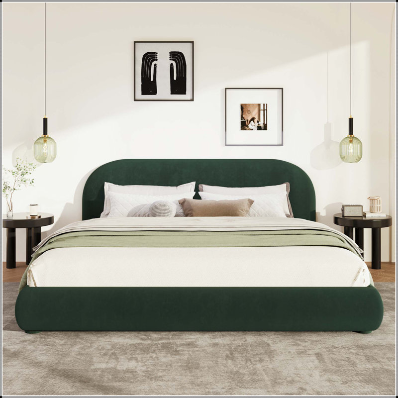 Lit moelleux avec texture luxueuse légère, Grand lit, Green