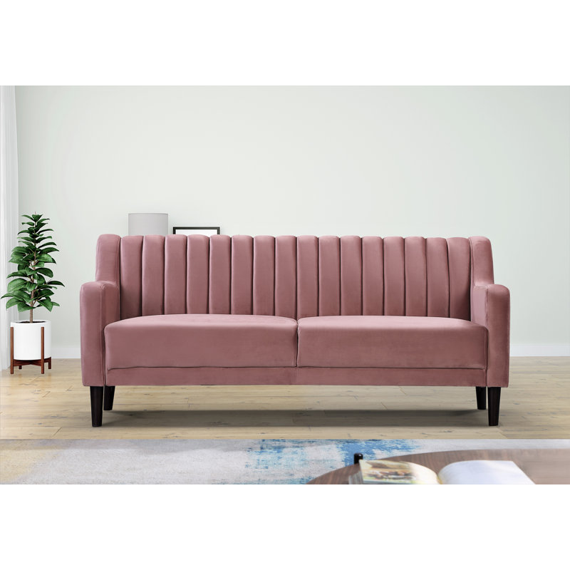 Holtzclaw 73.6'' Velvet Sofa, Rose Velvet