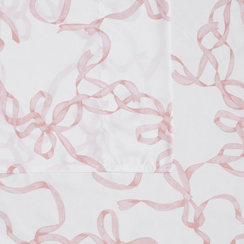 Ensemble de draps à imprimé de nœuds, Ensemble de draps pour lit double avec 2 taies d'o, Rose