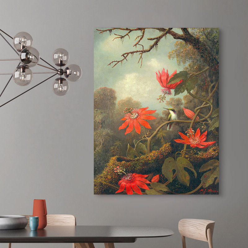 Hummingbird And Passionflowers by Martin Johnson Heade - Wrapped Canvas Art Prints, 70cm H x 50cm W x 4cm D