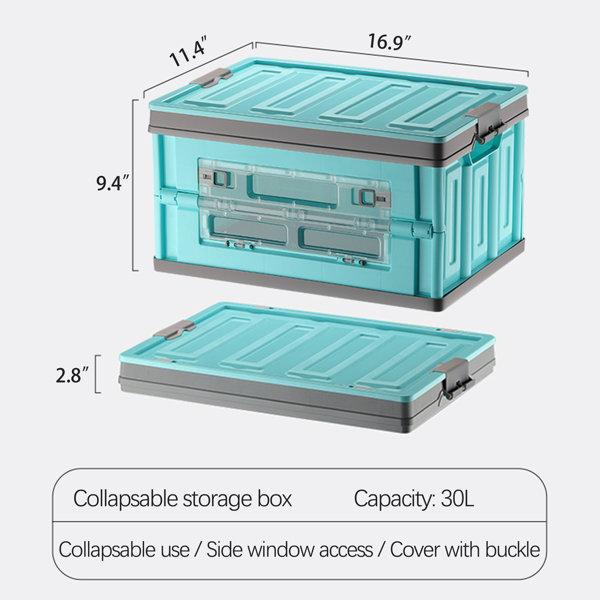 WFX Utility™ Caesar Hardware Foldable Car Trunk Organizer Storage Box  Portable Collapsible 55 Litres Car Trunk Plastic Box With Secure Buckle Lid  And Side Opening, Tiffany Blue & Reviews - Wayfair Canada
