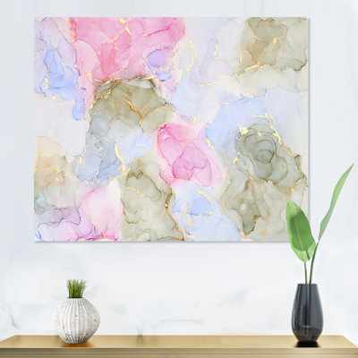Mauve et bleu, luxe abstrait, fluide VI - peinture sur toile