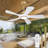 42 Inch Ceiling Fans with Lights and Remote Control, Wood Ceiling Fan for Patios Bedroom, Outdoor Gold Ceiling Fan with Lights, Noiseless DC Motor, Dimmable LED, 5 Solid Wood Blades-111884351-111884356-111884353