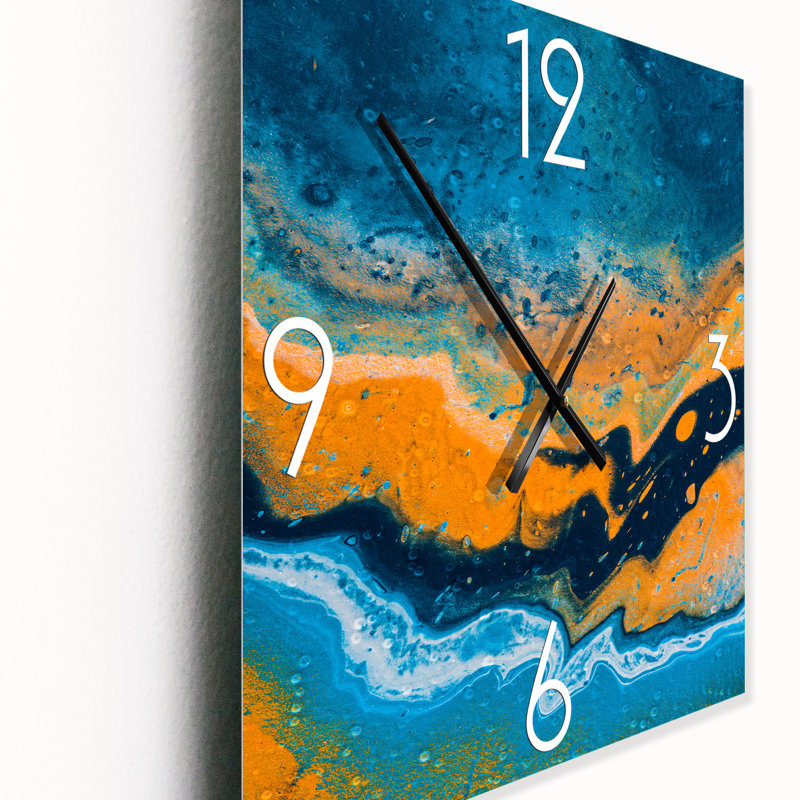Horloge murale abstraite à composition abstraite en marbre IV, Moyen