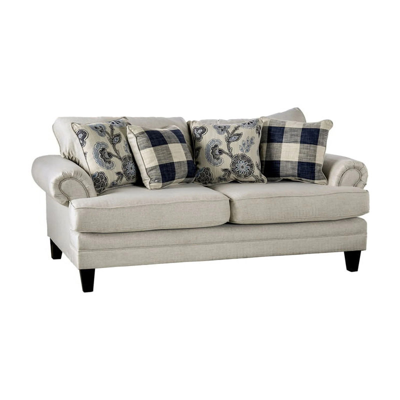 78.4" W Transitional Loveseat, Ivory