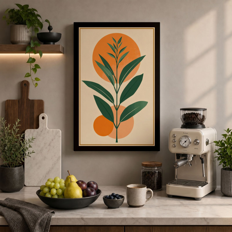 Orange Study Botanical - Wrapped Canvas, 36x24 - 91.4 x 61.0 cm, White Border