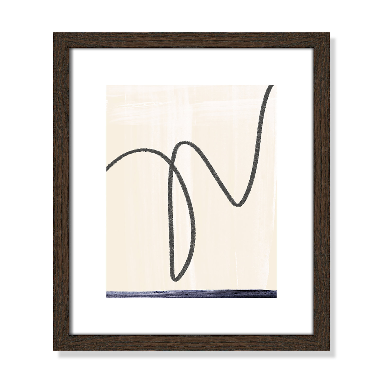 Tigerlily "Departured I" Painting, 15" H x 13" W x 0.75" D, Brown Framed Paper