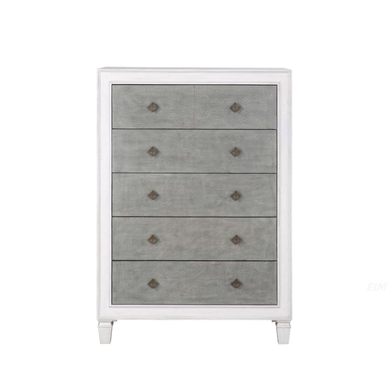 Commode Katia gris rustique et blanc vieilli