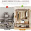 Portant à vêtements en bois massif - Bois naturel - Portant à vêtements autoportant 3-en-1 avec tringle extra-longue, deux tablettes et une capacité de 220 lb
