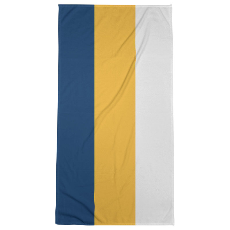Cotton Blend Lightweight Bath Towel, Navy Blue/Gold/White