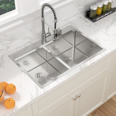 36"" L x 22"" W Drop-In Double Bowl Stainless Steel Workstation Kitchen Sink -  Sarlai, S-TS3622-55