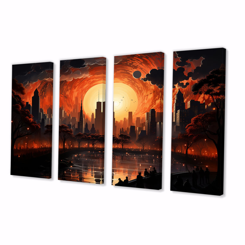 «Nyc Central Park Mystic Sunrise - New York», art mural 4 pièces, H 28 po x l 48 po